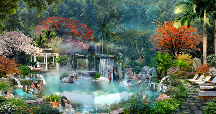 温泉旅游规划院为美的·森泉谷温泉度假中心石阵水疗池旅游规划